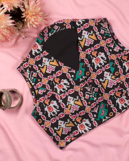 Patolaa Printed Rayon Collar Blouse