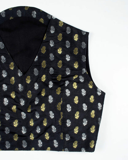 Booti Banarasi Silk Collar Blouse