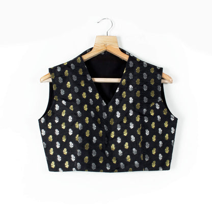 Booti Banarasi Silk Collar Blouse