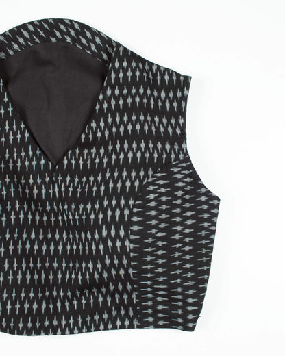 Ikkat Cotton Collar Blouse