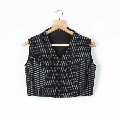 Ikkat Cotton Collar Blouse