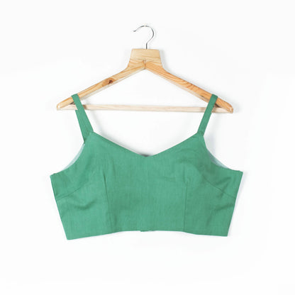 Green Cotton Flex Strappy Blouse