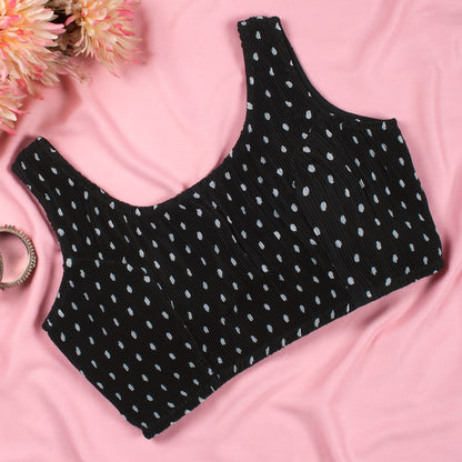 Polka Dots Pleated Satin Blouse