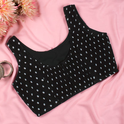 Polka Dots Pleated Satin Blouse