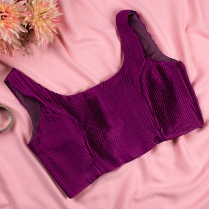 Wine Pleated Satin Blouse