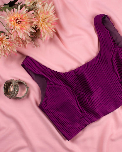 Wine Pleated Satin Blouse