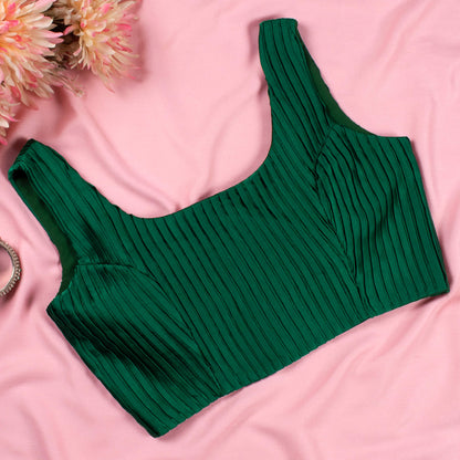 Green Pleated Satin Blouse