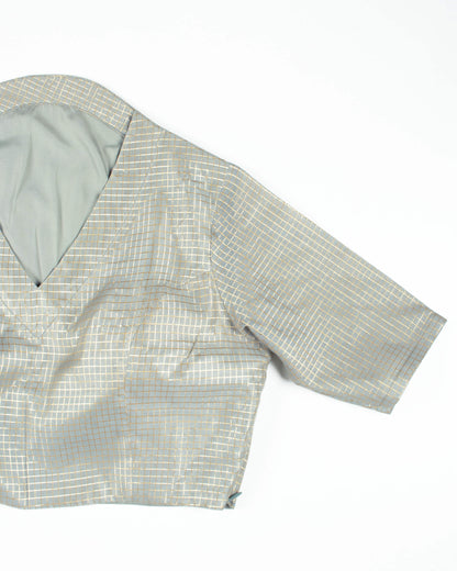 Checks Lurex Banarasi Chanderi Collar Blouse