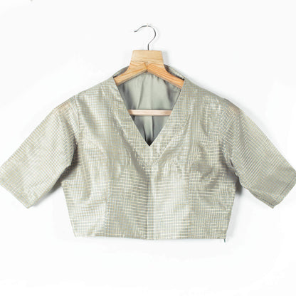 Checks Lurex Banarasi Chanderi Collar Blouse