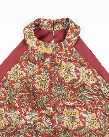 Kalamkrii Printed Silk Halter Neck Blouse