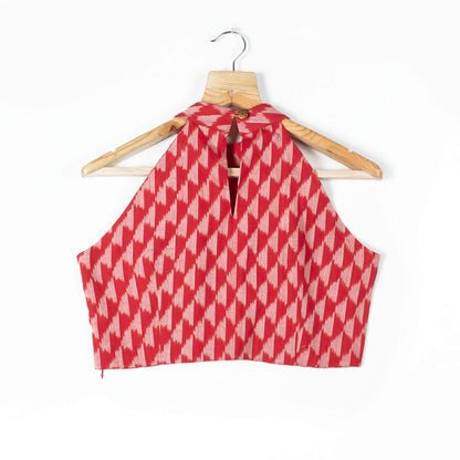 Ikkat Cotton Halter Neck Blouse