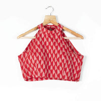 Ikkat Cotton Halter Neck Blouse