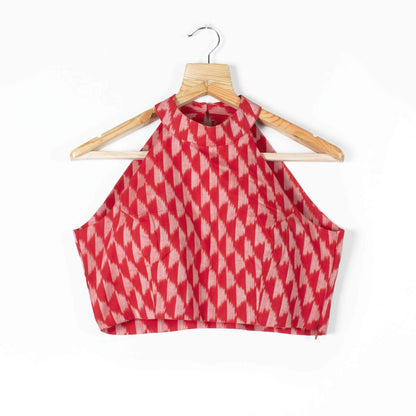 Ikkat Cotton Halter Neck Blouse