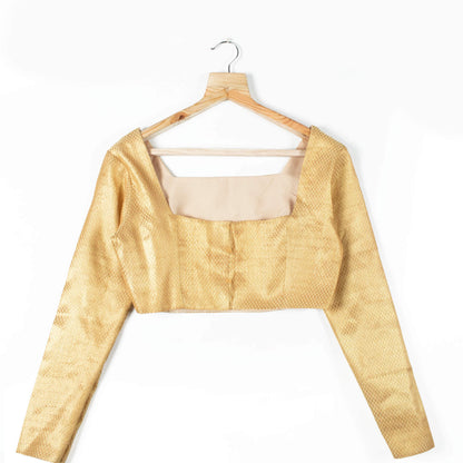 Beige Jacquard Banarasi Tissue Blouse