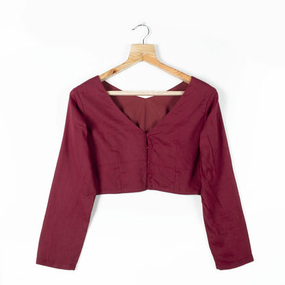 Wine Plain Cambric Blouse