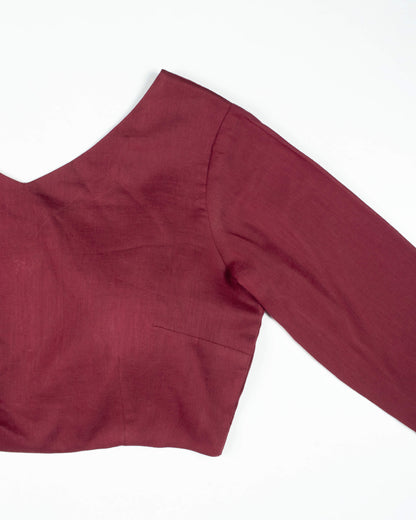 Wine Plain Cambric Blouse