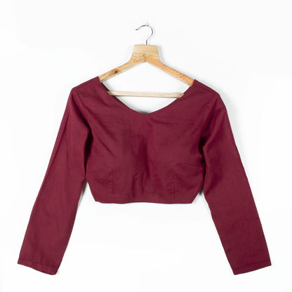 Wine Plain Cambric Blouse