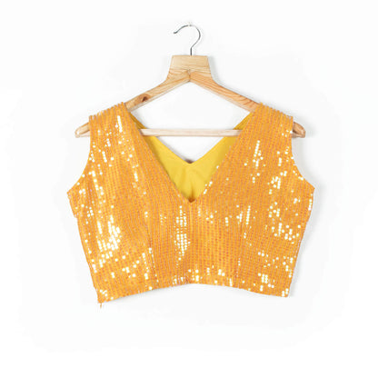 Rainbow Sequins Satin Blouse