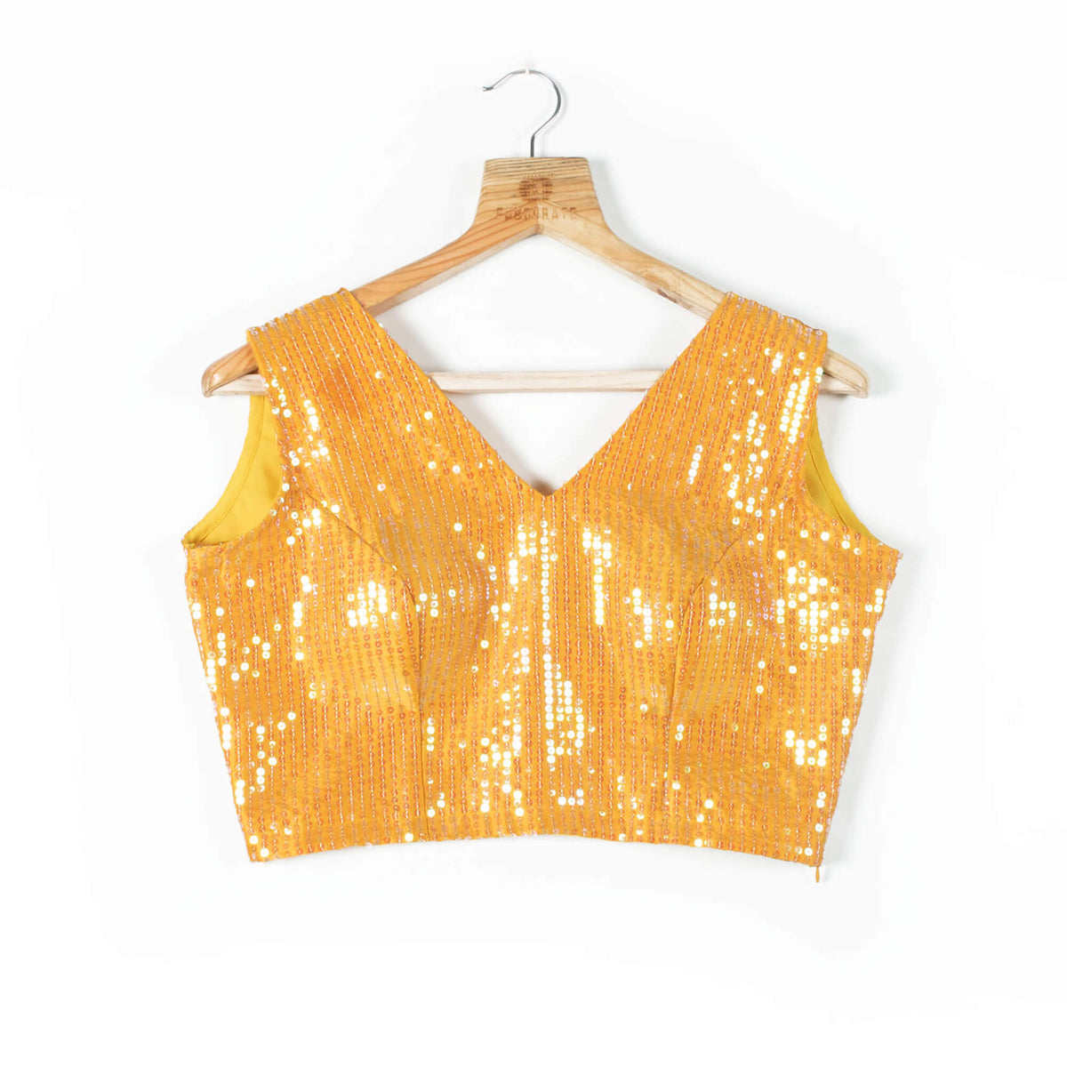 Rainbow Sequins Satin Blouse