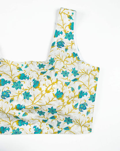 Floral Khari Foil Print Cambric Blouse