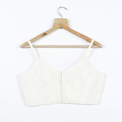 White Checks Lurex Chanderi Strappy Blouse