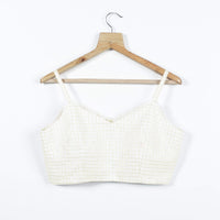 White Checks Lurex Chanderi Strappy Blouse