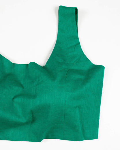 Jade Green Cotton Slub Blouse