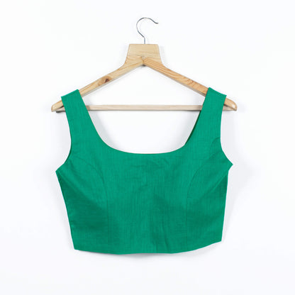 Jade Green Cotton Slub Blouse