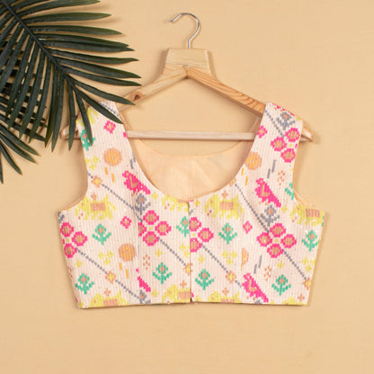 Patolaa Printed Sequins Embroidery Silk Blouse