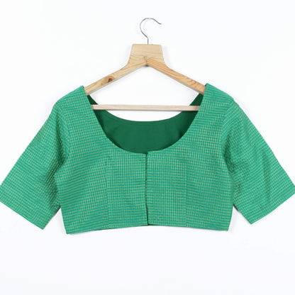Green Checks Zari Silk Blouse