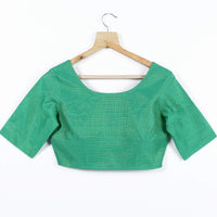 Green Checks Zari Silk Blouse