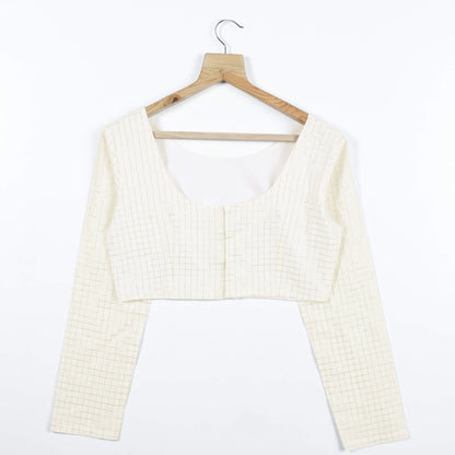 White Checks Lurex Chanderi Blouse