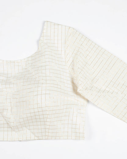 White Checks Lurex Chanderi Blouse