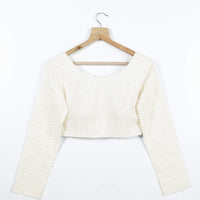 White Checks Lurex Chanderi Blouse