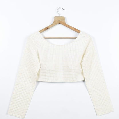 White Checks Lurex Chanderi Blouse
