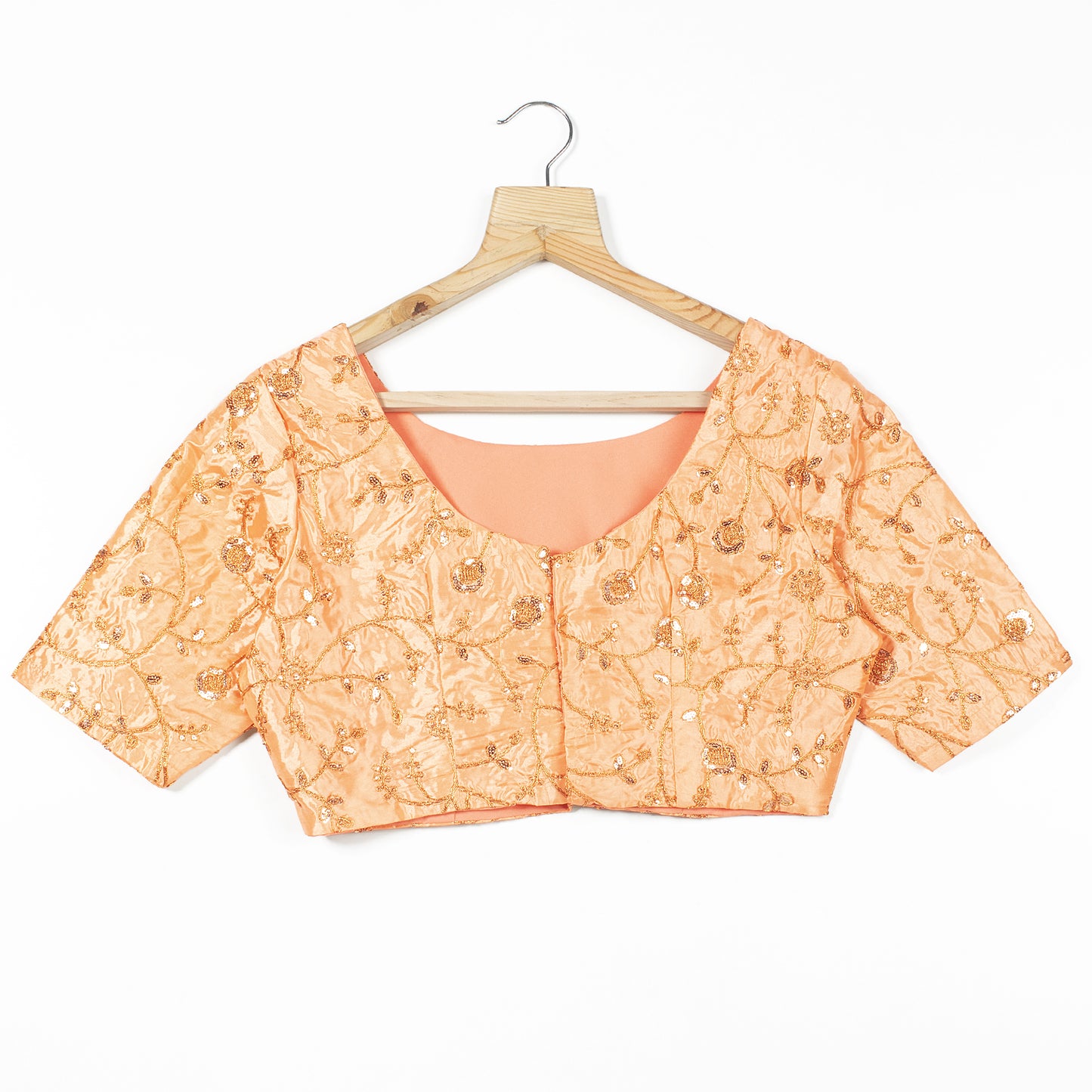 Floral Zari Sequins Embroidery Silk Blouse