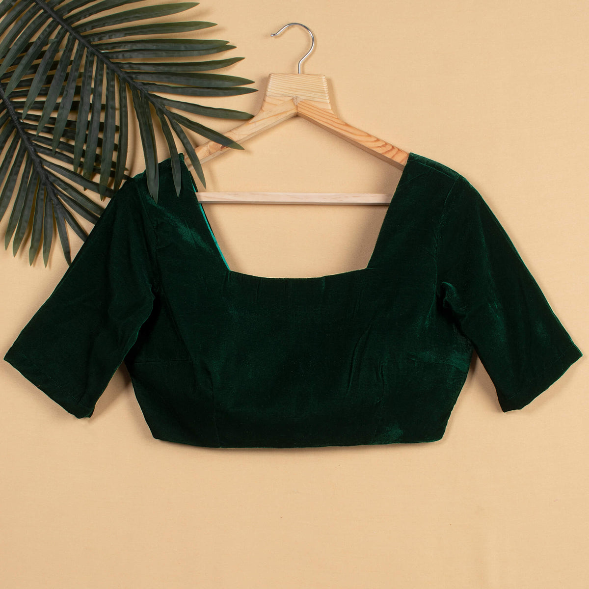 Green Plain Velvet Blouse