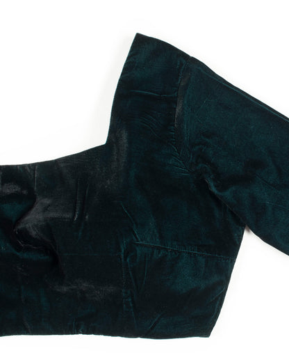 Dark Green Plain Velvet Blouse
