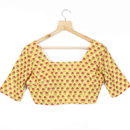 Floral Printed Cotton Lurex Blouse
