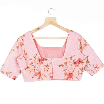 Floral Printed Sequins Crepe Blouse
