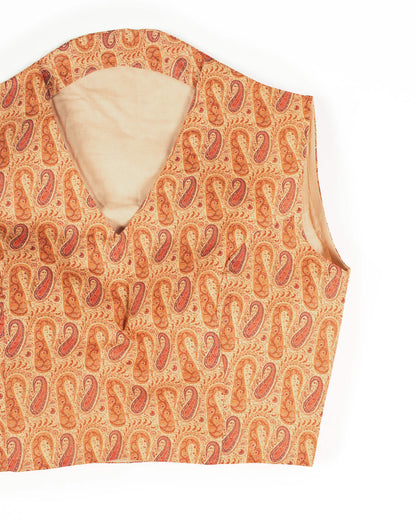 Paisley Printed Linen Collar Blouse