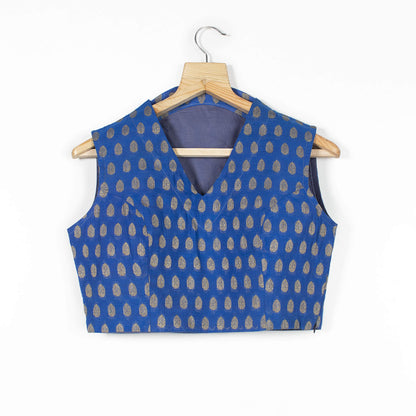 Booti Zari Jacquard Chanderi Collar Blouse