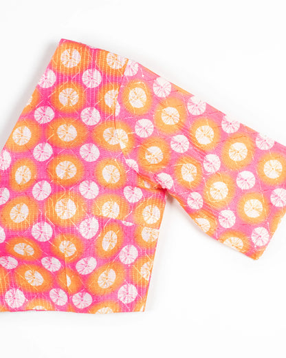 Orange And White Shiiborii Pattern Digital Print Georgette Saree