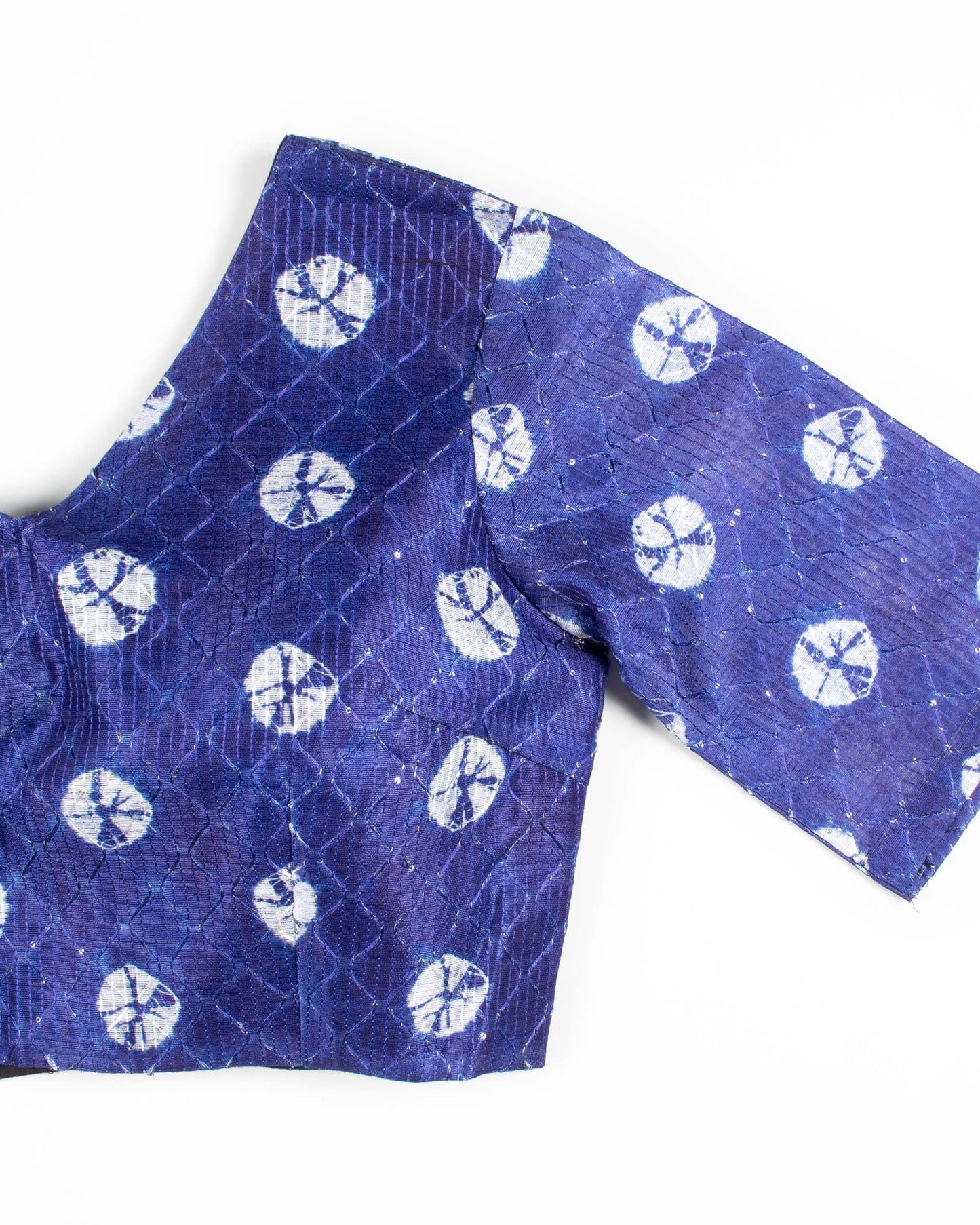 Pastel Blue & Navy Blue Shibori Pattern Digital Print Georgette Pre-Draped Saree