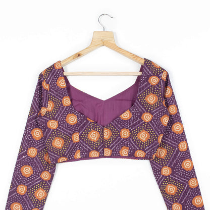 Raisin Purple And Yellow Bandhanii Pattern Digital Print Georgette Saree