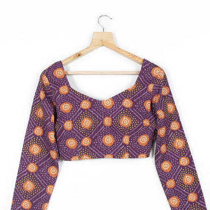 Raisin Purple And Yellow Bandhanii Pattern Digital Print Georgette Saree