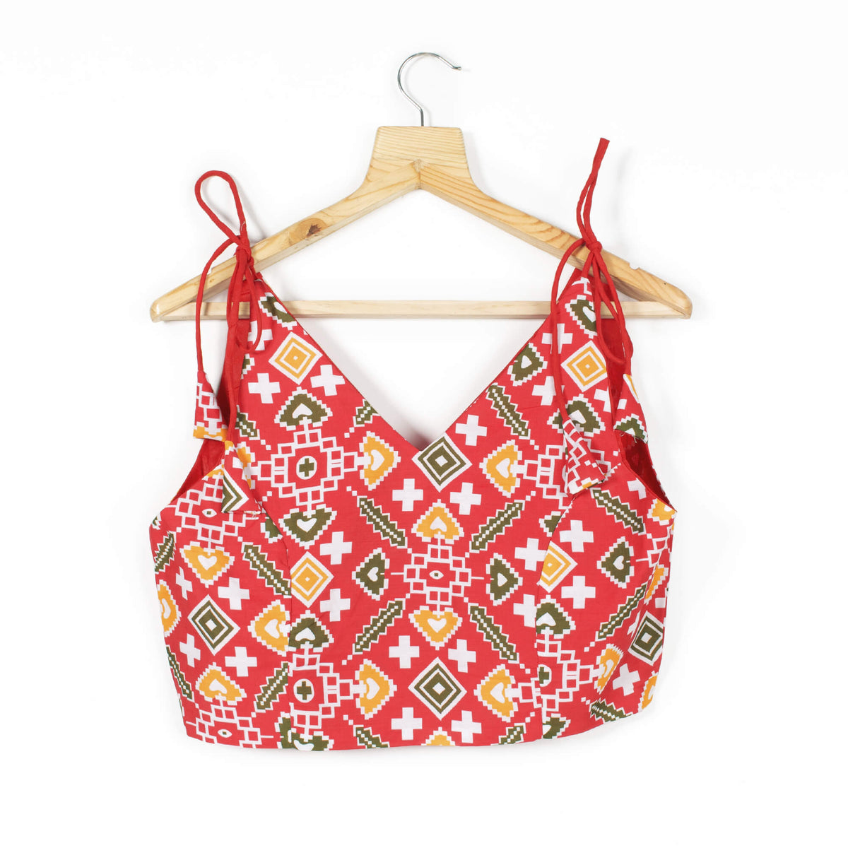 Patolaa Printed Muslin Spaghetti Tie Up Blouse