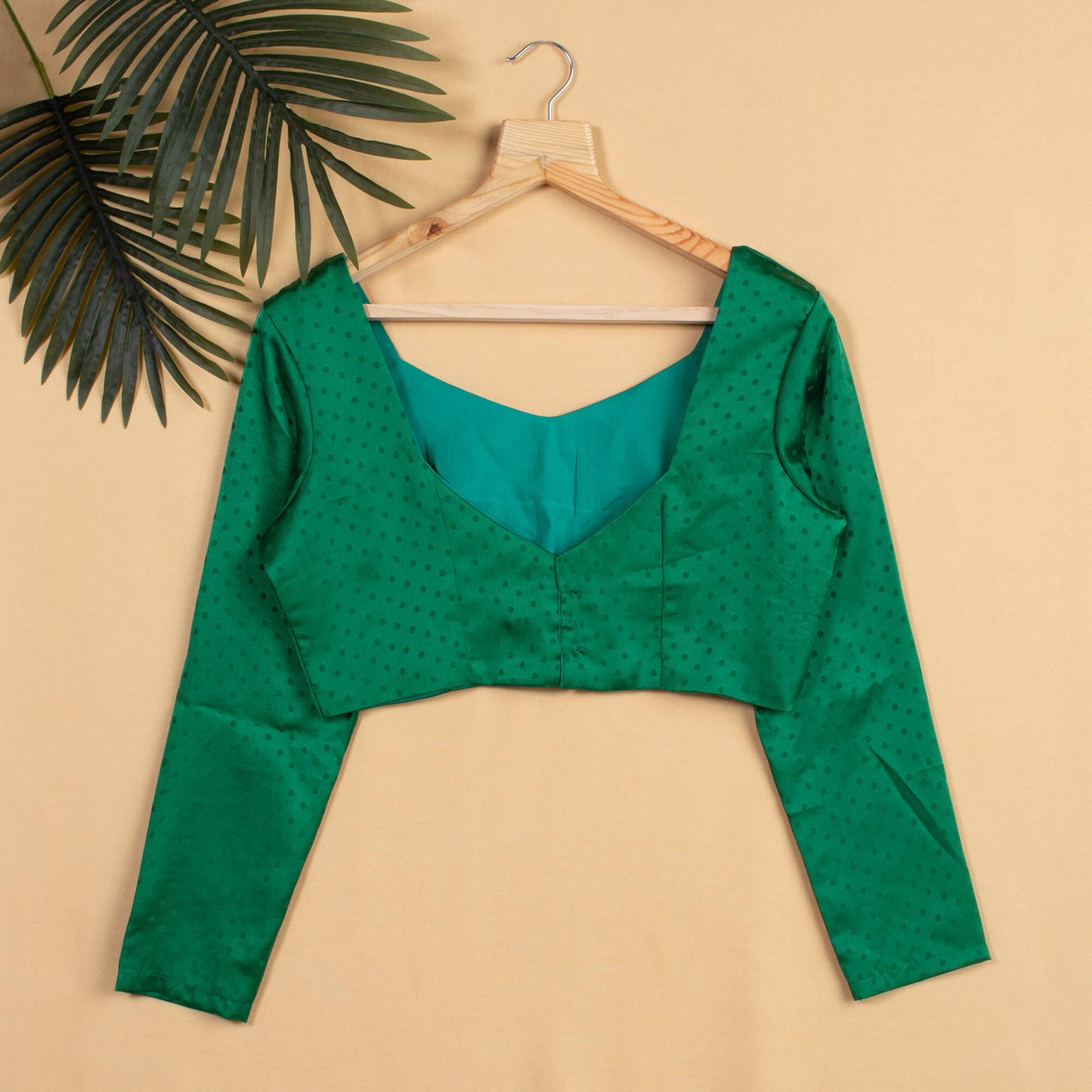 Green Booti Satin Blouse