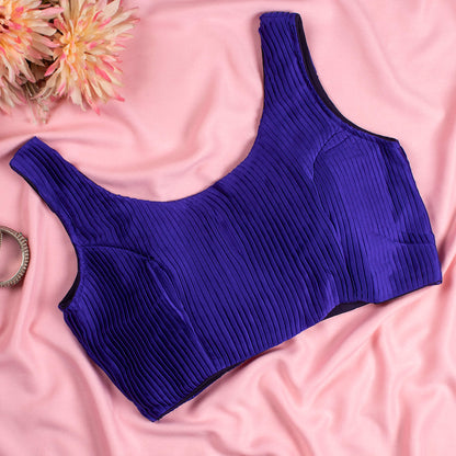 Royal Blue Pleated Satin Blouse