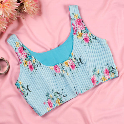 Floral Printed Pleated Rayon Blouse